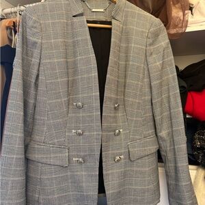 White House Black Market Gray Checkered Blazer